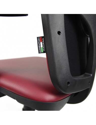 Poltrona schienale tappezzato ecopelle rosso con poggiatesta e braccioli regolabili struttura colore nero Julia PRONTA CONSEGNA