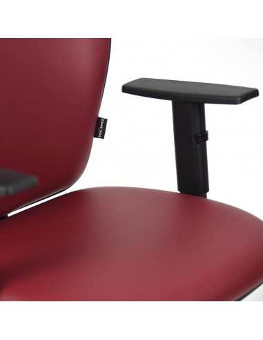 Poltrona schienale tappezzato ecopelle rosso con poggiatesta e braccioli regolabili struttura colore nero Julia PRONTA CONSEGNA
