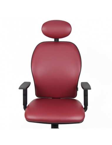 Poltrona schienale tappezzato ecopelle rosso con poggiatesta e braccioli regolabili struttura colore nero Julia PRONTA CONSEGNA