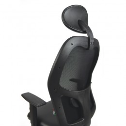 Poltrona Julia schiena in rete poggiatesta  braccioli regolabili struttura colore nero ecopelle nero - pronta consegna