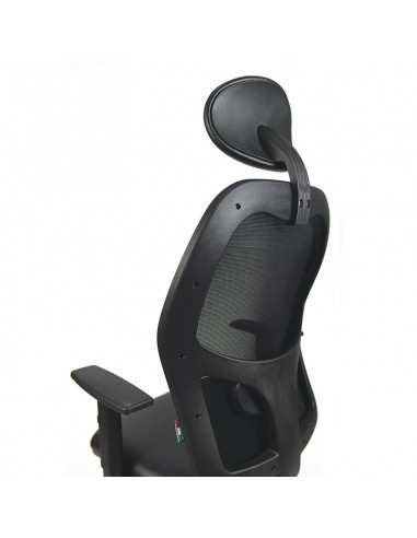 Poltrona Julia schiena in rete poggiatesta  braccioli regolabili struttura colore nero ecopelle nero - pronta consegna