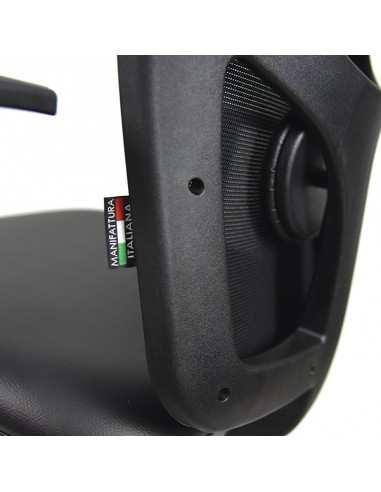 Poltrona Julia schiena in rete poggiatesta  braccioli regolabili struttura colore nero ecopelle nero - pronta consegna