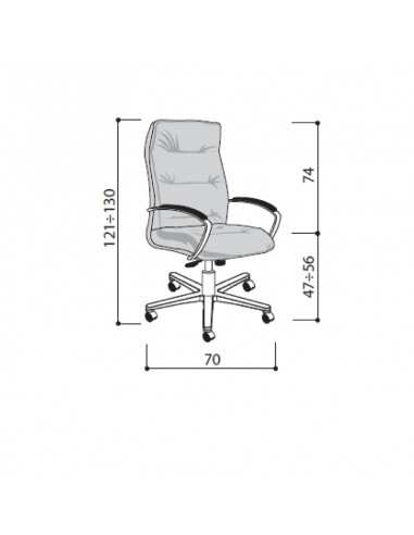 LAS - Poltrona direzionale con base in alluminio lucido e schienale alto, braccioli cromati "BFC" con pad nero