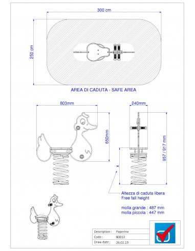 Gioco a molla " Paperina" monoposto in polietilene da esterno per parchi, asili, ville e giardino