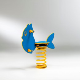 Gioco a molla " Pesce" monoposto in polietilene da esterno per parchi, asili, ville e giardino