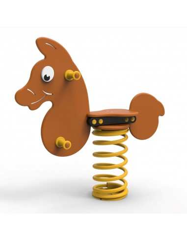 Gioco a molla " Cavallo Otello" monoposto in polietilene da esterno per parchi, asili, ville e giardino
