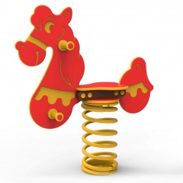 Gioco a molla " Cavallo Mustang" monoposto in polietilene da esterno per parchi, asili, ville e giardino