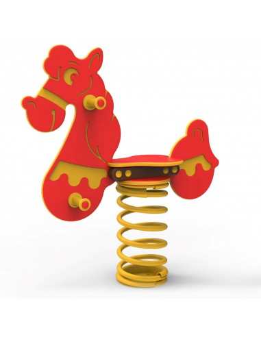 Gioco a molla " Cavallo Mustang" monoposto in polietilene da esterno per parchi, asili, ville e giardino