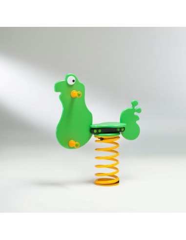 Gioco a molla " Rana" monoposto in polietilene da esterno per parchi, asili, ville e giardino