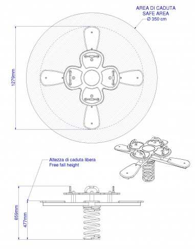 Gioco a molla 4 posti Large " Quadrifoglio"  in polietilene da esterno per parchi, asili, ville e giardino