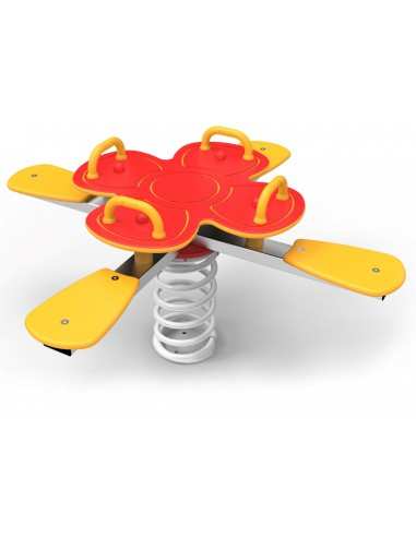 Gioco a molla 4 posti Large " Quadrifoglio"  in polietilene da esterno per parchi, asili, ville e giardino