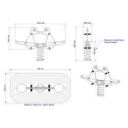 Gioco a molla 2 posti "Papera Tandem"  in polietilene da esterno per parchi, asili, ville e giardino