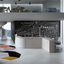 NEWFORM - Reception bancone H.110 cm  per negozi uffici punto cassa  - Colore Olmo Tundra