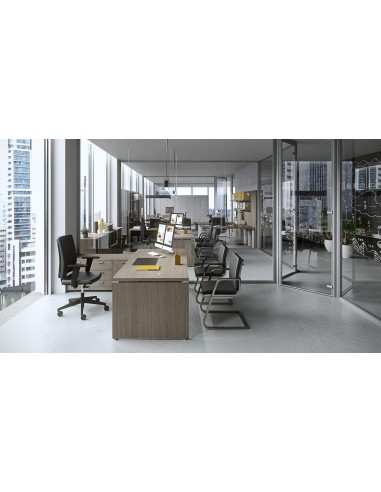 Scrivania L140 cm P 80 cm Grigio con piano e gambe in legno Kamos design  - PRONTA CONSEGNA