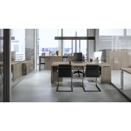 Scrivania L140 cm P 80 cm Grigio con piano e gambe in legno Kamos design  - PRONTA CONSEGNA