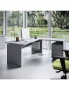 Scrivania L140 cm P 80 cm Grigio con piano e gambe in legno Kamos design  - PRONTA CONSEGNA