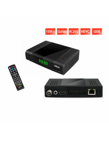 DECODER ZAPPER DVB-T2 MAIN10 H265 HEVC AKAI  - USB LAN HDMI digitale terrestre