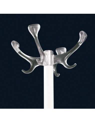 Appendiabiti da terra in acciaio verniciato argento grigio con ganci trasparenti Design Caimi Elk