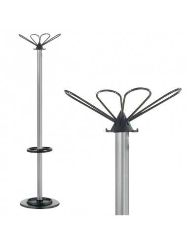 Appendiabiti con portaombrelli design in acciaio verniciato nero e argento Petalo Caimi