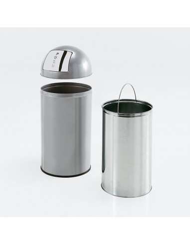 Cestino gettacarte 40lt in acciaio verniciato cromato con sportellino push design Caimi Brevetti