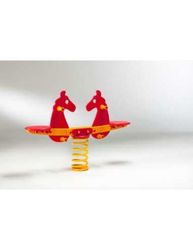 Gioco a molla 2 posti "Cavallone Tandem"  in polietilene da esterno per parchi, asili, ville e giardino