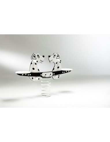 Gioco a molla 2 posti "Dalmata Tandem"  in polietilene da esterno per parchi, asili, ville e giardino