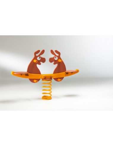 Gioco a molla 2 posti "Ciuchino Tandem"  in polietilene da esterno per parchi, asili, ville e giardino