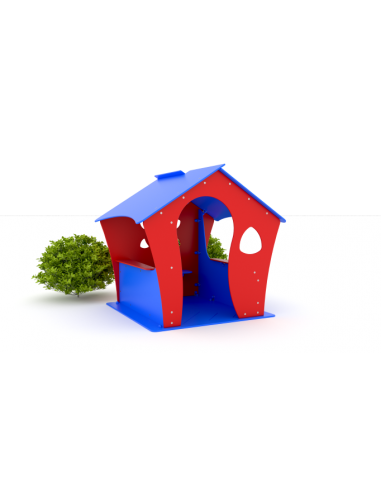 Playhouse - Casetta in polietilene per bambini da esterno per parchi, asili, ville e giardino