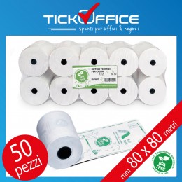 cartone 50  rotoli registratore di cassa 80x80x12 per stampanti fiscali e ricevute