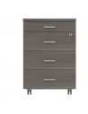 Cassettiera in legno su ruote con 3 cassetti e 1 cassetto porta cancelleria Kamos