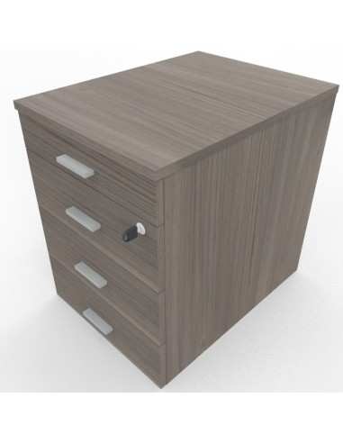Cassettiera in legno su ruote con 3 cassetti e 1 cassetto porta cancelleria Kamos