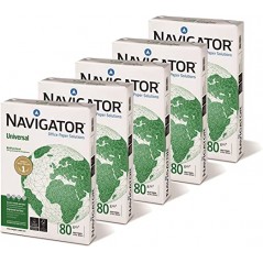 5 pz Navigator Universal risma carta A4 21x29,7cm 80gr per ufficio, stampa e fotocopie, Formato A4, 80 gr