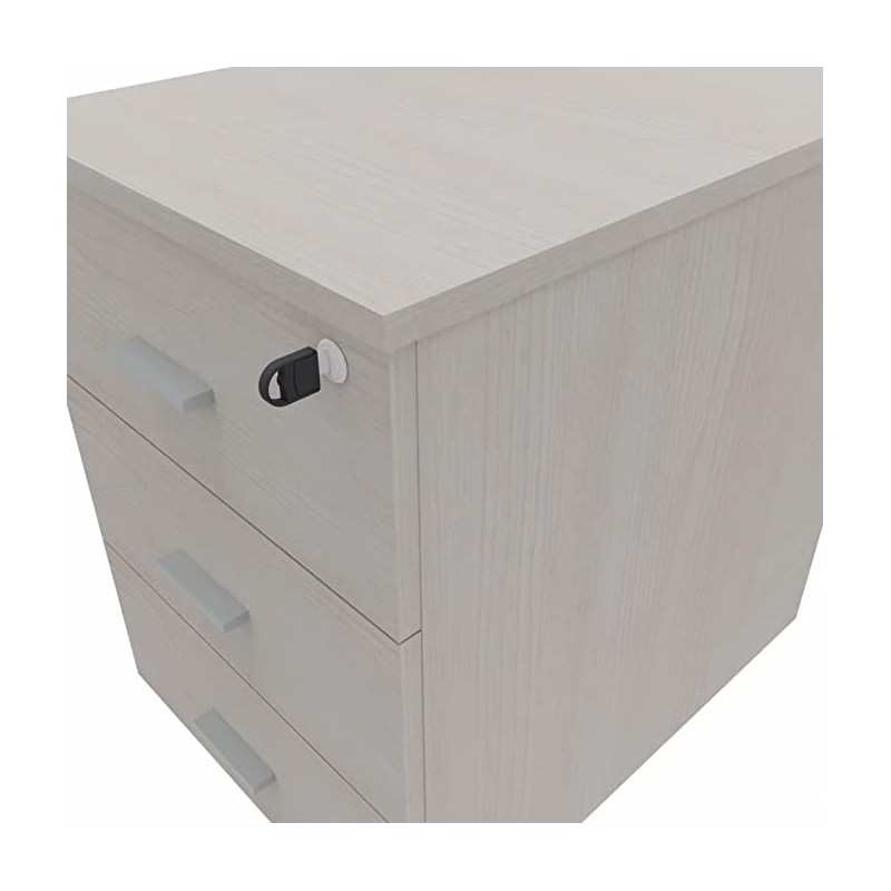 Cassettiera 42 x 56 x 60 cm Frassino Virgilio in legno su ruote con 3 cassetti Kamos - pronta consegna