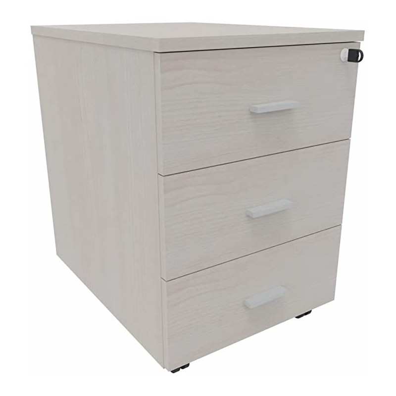 Cassettiera 42 x 56 x 60 cm Frassino Virgilio in legno su ruote con 3 cassetti Kamos - pronta consegna