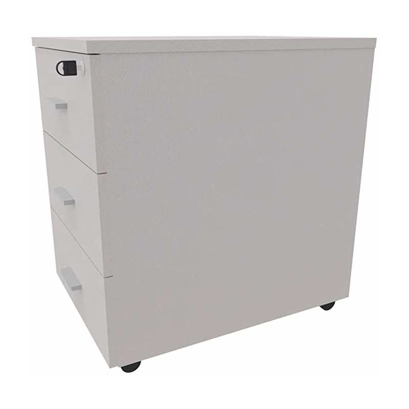 Cassettiera 42 x 56 x 60 cm Grigio in legno su ruote con 3 cassetti Kamos - pronta consegna