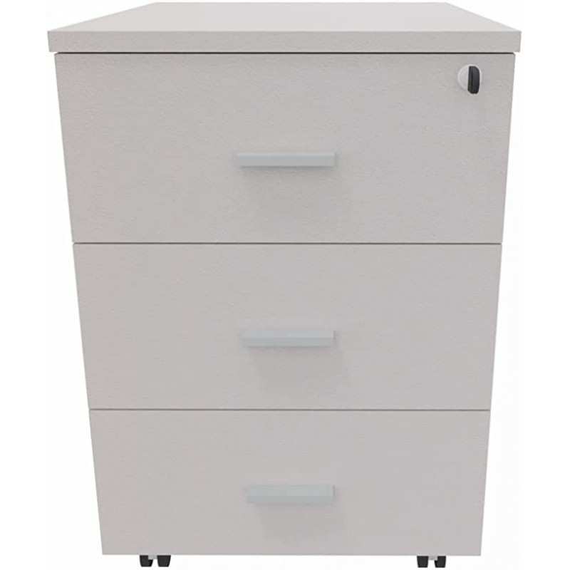 Cassettiera 42 x 56 x 60 cm Grigio in legno su ruote con 3 cassetti Kamos - pronta consegna
