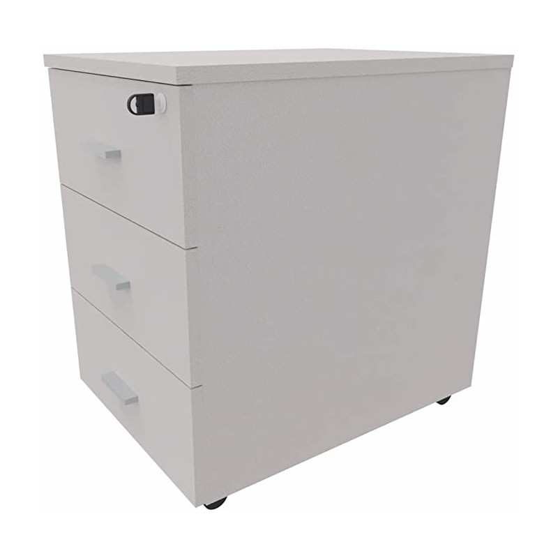 Cassettiera 42 x 56 x 60 cm Grigio in legno su ruote con 3 cassetti Kamos - pronta consegna