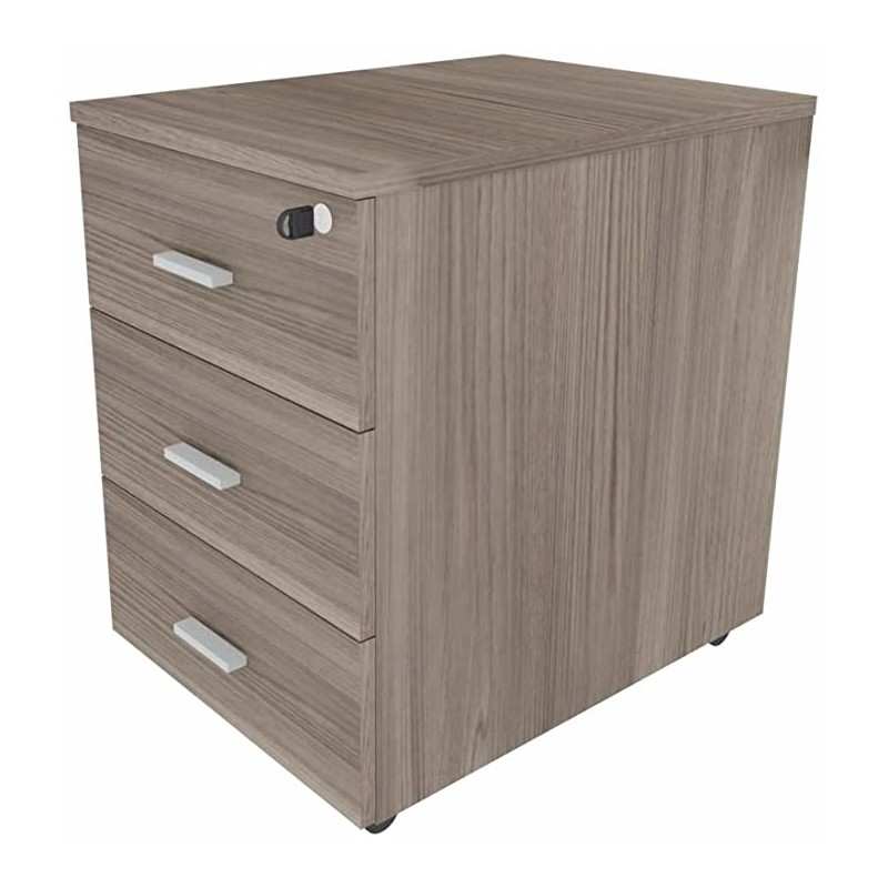 Cassettiera 42 x 56 x 60 cm Olmo Tundra in legno su ruote con 3 cassetti Kamos - pronta consegna