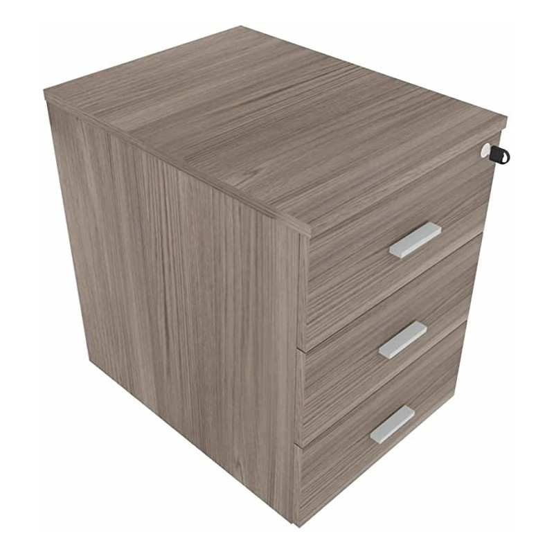 Cassettiera 42 x 56 x 60 cm Olmo Tundra in legno su ruote con 3 cassetti Kamos - pronta consegna