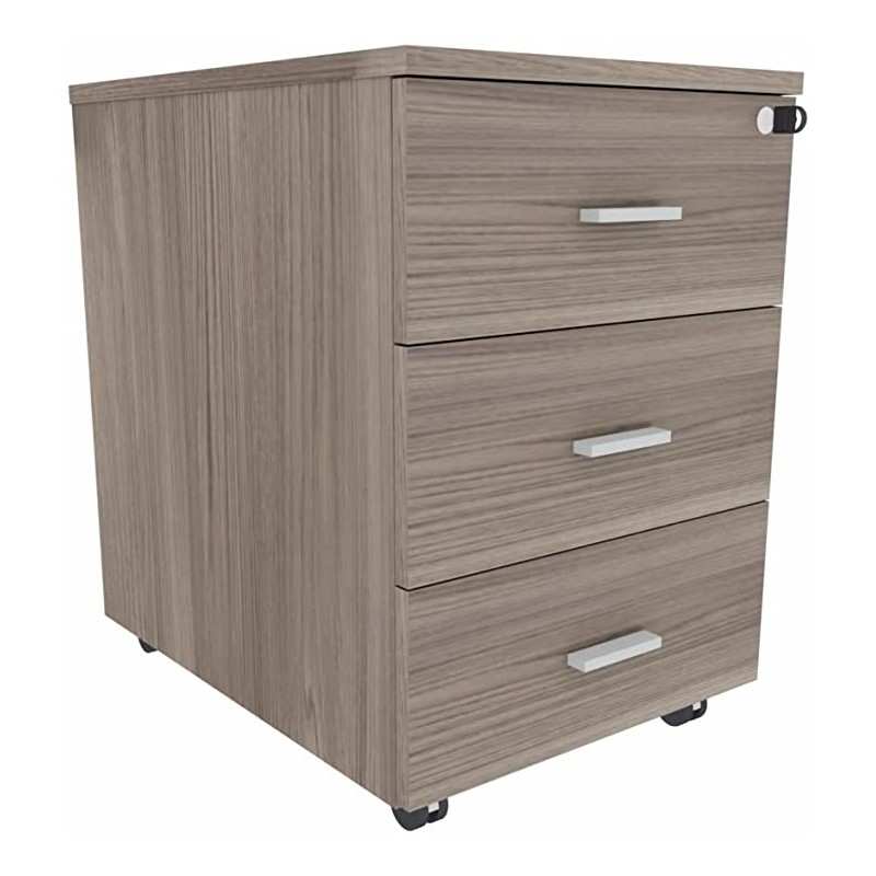 Cassettiera 42 x 56 x 60 cm Olmo Tundra in legno su ruote con 3 cassetti Kamos - pronta consegna