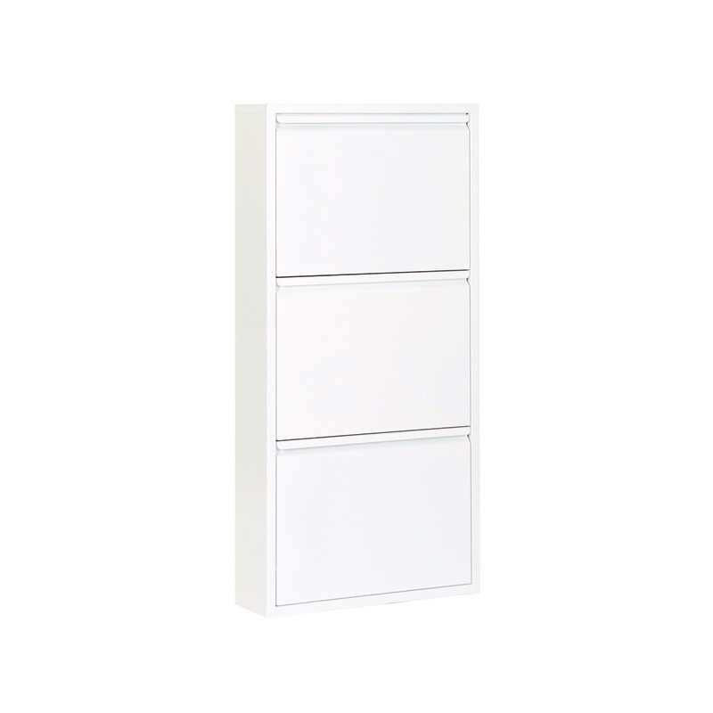 Scarpiera metallo salvaspazio H103 x L50 x P15 cm a ribalta 3 scomparti - Colore Bianco