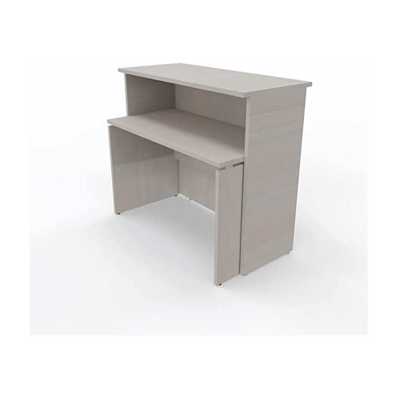 NEWFORM - Bancone 125 cm con scrivania 120 cm piano e fianchi in legno per uffici, negozi, reception - Colore Frassino Virgilio