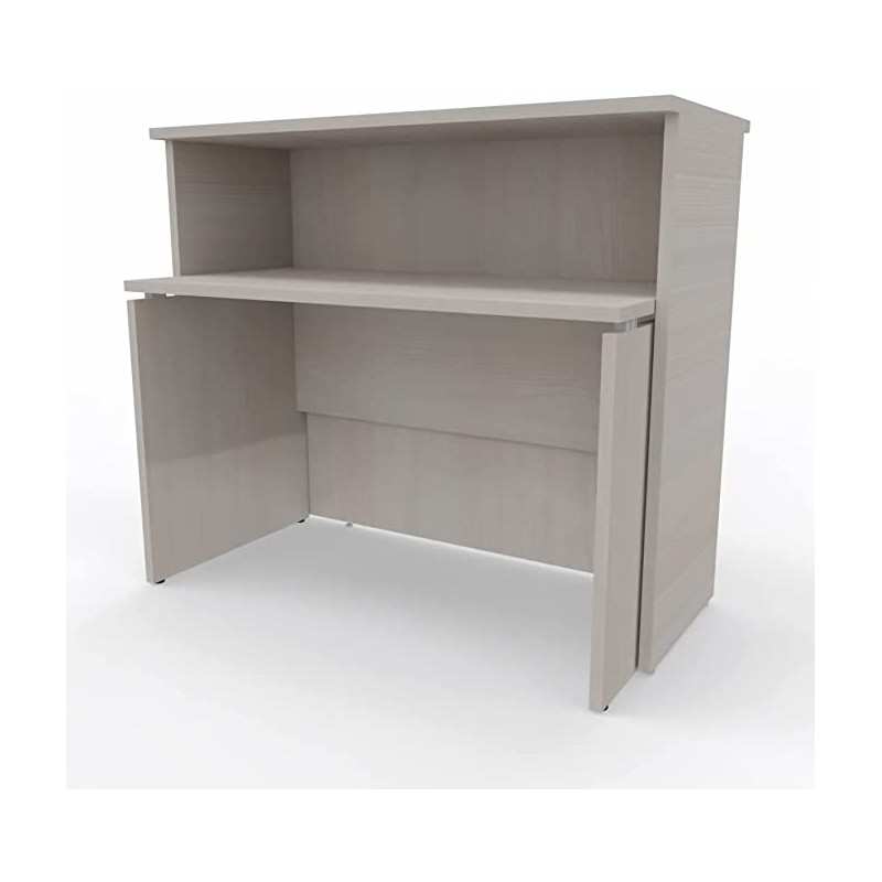 NEWFORM - Bancone 125 cm con scrivania 120 cm piano e fianchi in legno per uffici, negozi, reception - Colore Frassino Virgilio