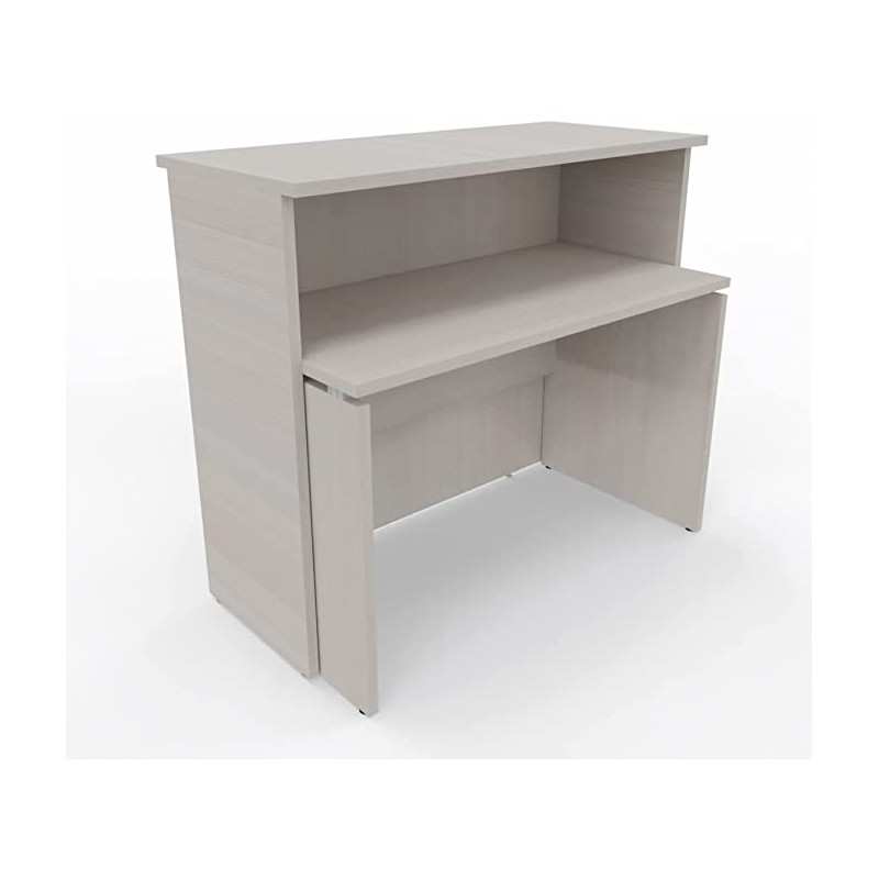 NEWFORM - Bancone 125 cm con scrivania 120 cm piano e fianchi in legno per uffici, negozi, reception - Colore Frassino Virgilio