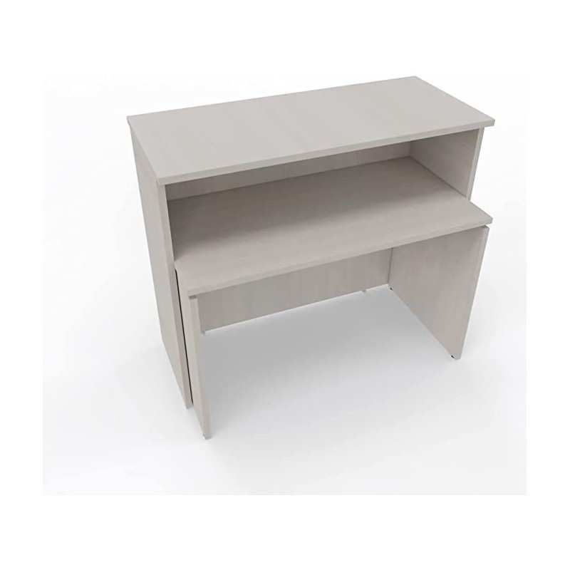 NEWFORM - Bancone 125 cm con scrivania 120 cm piano e fianchi in legno per uffici, negozi, reception - Colore Frassino Virgilio