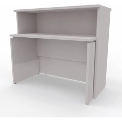 NEWFORM - Bancone 125 cm con scrivania 120 cm piano e fianchi in legno per uffici, negozi, reception - Colore Grigio