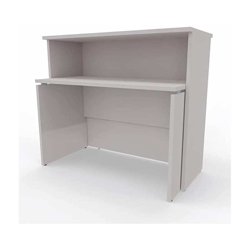 NEWFORM - Bancone 125 cm con scrivania 120 cm piano e fianchi in legno per uffici, negozi, reception - Colore Grigio