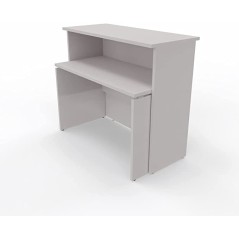 NEWFORM - Bancone 125 cm con scrivania 120 cm piano e fianchi in legno per uffici, negozi, reception - Colore Grigio