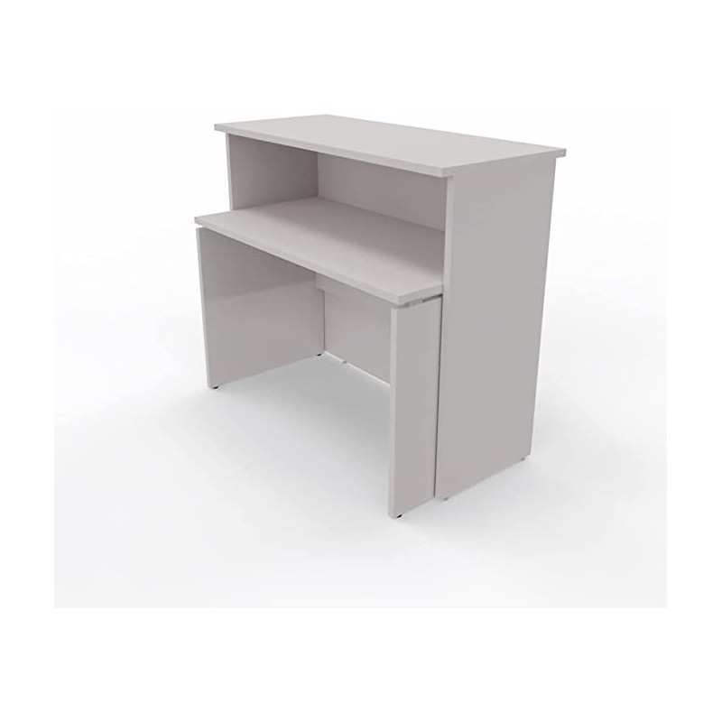 NEWFORM - Bancone 125 cm con scrivania 120 cm piano e fianchi in legno per uffici, negozi, reception - Colore Grigio