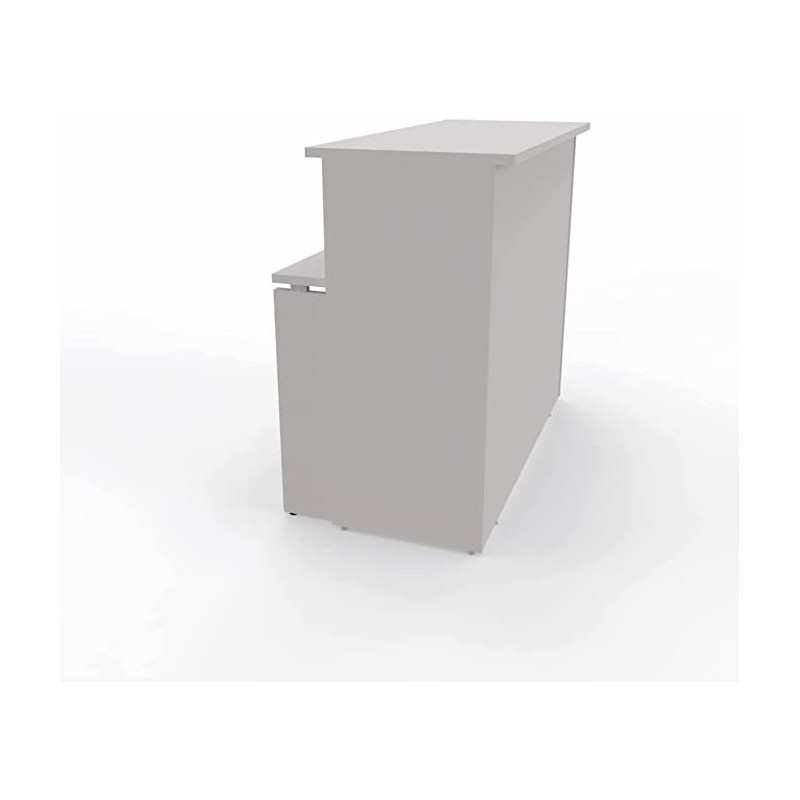 NEWFORM - Bancone 125 cm con scrivania 120 cm piano e fianchi in legno per uffici, negozi, reception - Colore Grigio